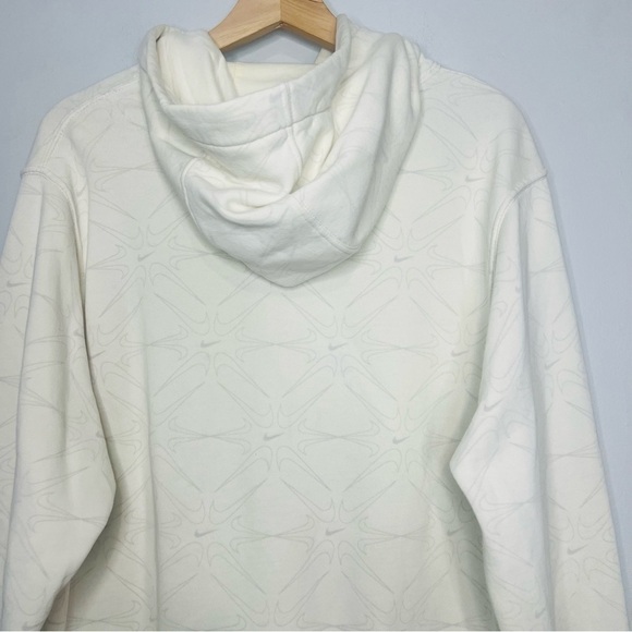 Nike Cream AOP Center Swoosh Terry Fleece Hoodie Medium - Picture 7 of 8